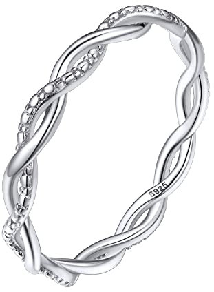 Bestyle Ring Damen 925 Sterling Silber Hochzeitsringe Eheringe Verlobungsring Trauringe Ewigkeitsring Schmuck Geschenke für Mädchen Frauen Größe 62