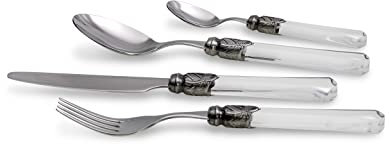 Rivadossi Vittoria Trasparente - Posto Tavola, 4 Pezzi - 100% Made in Italy, Artigianalità e Design - Acciaio Inox 18/10