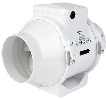 GrowPRO Rohrventilator 100 mm 2-Speed Inline-Abluftventilator 145/187 m³/h, 230 V Plug&Play EU-Stecker für Badezimmer, Büro, Growbox