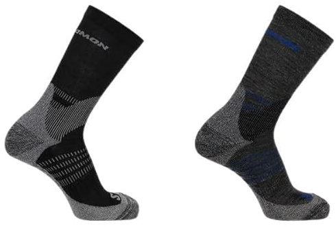 Salomon X Ultra Access Crew 2er-Pack, Socken aus Merinowolle zur Temperaturregulierung, gepolsterte Polypropylen-Sohle, zonaler elastischer Halt zum Wandern und Draußen