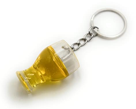 H-Customs Verre Boisson Boire Jus De Pomme Bière Porte-clés Pendentif Jaune