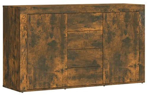 vidaXL Sideboard Bedroom Cupboard Storage Cabinet Highboard Home Organiser Telephone Cabinet Living Room Sideboard Smoked Oak Engineered Wood