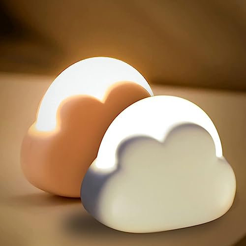 Nizirioo Veilleuse LED Dimmable en Forme de Nuage - 2 Pièces pour Chambre de Bébé, Rechargeable USB - Décorations et Cadeaux pour Femme, Fille