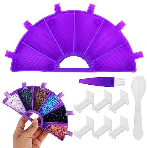 Cobee Diamond Art Painting Tray Kit, 6 Grids Diamond Paint Accessories Tray Organizer with Multiple Stopper Dividers for 5D Diamond Embroidery Nail Art Cross Stitch Tools Bead Sorting Storage(Purple)