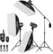 Godox 750W Studio Stroboskop Blitzlicht Kit, Stroboskop Beleuchtungsset für Fotografie, 3x250W 5600K Monolights mit Stroboskop Auslöser, Lichtständer, Galgenarm