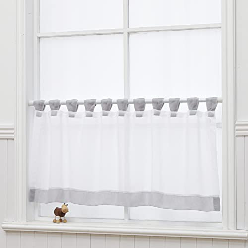 NSXIN Scheibengardine Voile Bistrogardine mit Schlaufen Transparente Vorhang Moderne Fenstervorhang Gardine Gaze Schals Fensterschal für Küche Wohnzimmer Landhaus (HxB 45x120cm,Graue Kante)