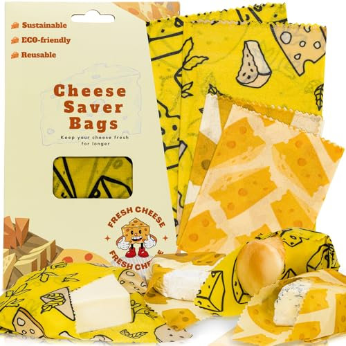 Fresh Cheese Saver - 4 Porous Cheese Sheets for Fridge Storage Cheese Wraps Cheese Paper Fridge Cheese Paper to Keep Cheese Fresh