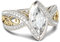 Jeulia Bague vintage en argent sterling bicolore taille marquise pour femme et fille avec boîte à bijoux (Argent, Or Jaune, 66(21))