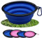 Collapsible Travel Dog Bowl Portable Large Or Small Pet Water and Food Feeding Bowl Outdoor Easy To Carry With Hook Blue or Pink (Blue Small)