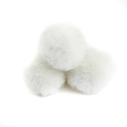 Wambere 10 Stück 6cm Pompons zum Basteln,Pompon Kunstfell Bommel Plüschbälle mit Elastischer Schlaufe,für DIY Kunsthandwerk Haarschmuck Hochzeiten Geburtstage Weihnachten Dekorationen,Weiß