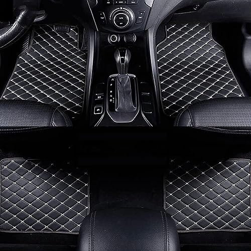 4-Teilig Auto Fußmatten für Alfa Romeo Stelvio 2017 2018 2019 2020 2021 2022 2023, Premium Leder Allwetter Vorn Hinten Wasserdicht Anti Rutsch Schmutzmatte,D-Blackbeige