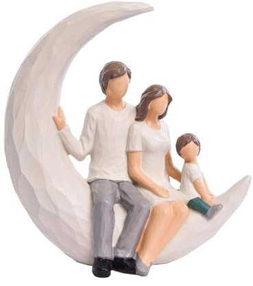 Saysmile Family of 3 Figurines, Parents and Son Statues, Gifts for Family Sculpture Statue for Anniversary Home Decorations for Living Room Bedroom Shelf Decor