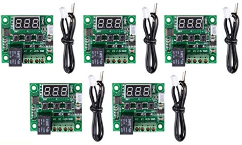 TECNOULAB 5 Stück W1209 Digitaler Thermostat Kaltwärmetemperaturthermometer Temperaturregelung DC12V