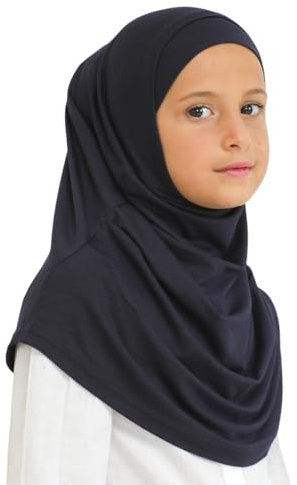 Prien Hijab Für Kinder, Türkisch Kopftuch Mädchen, Muslim Damen Schal, Viszid Tuch, Islam Kopftücher, Muslimische Frauen Khimar Abaya, Easy Kleidung, Tesettür Giyim (Marineblau)