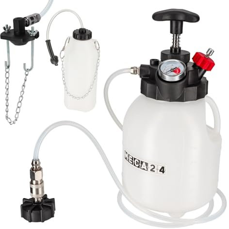 MECA24 Purgeur de Frein à Pompe Manuel - 3 litres - Purgeur Liquide de Frein Voiture - Bouteille de Collecte et Adaptateur Multimarques