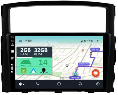 YUNTX [2GB+32GB] Android 14 Autoradio mit Navi für Mitsubishi Pajero 4 V80 V90 (2006-2016)-9 Zoll Touchscreen-mit Kamera-DAB/GPS/Lenkradsteuerung/MirrorLink/Bluetooth 5.0/WiFi/USB/4G