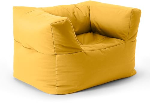 Lumaland Sitzsack-Lounge Modular Sessel | Einfach erweiterbares & leichtes Sofa | Waschbare & Wasserfeste Sitzmöbel für Innenräume & Garten | Indoor & Outdoor Sitz-Garnitur | 96x72x70 cm [Senfgelb]
