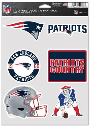 Wincraft NFL Aufkleber Multi-Use 6er Set 19x14cm New England Patriots