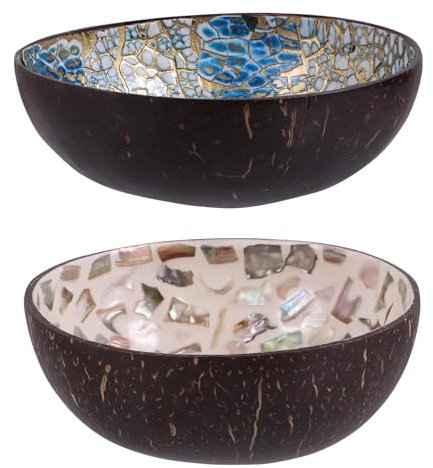 LIFKOME 2pcs Coconut Shell Bowl Wooden Rice Bowl Appetizer Acai Bowl Fruit Bowl Rice Bowls Noodles Bowls Soup Bowls Natural Bowl Storage Bowl Candy Container Home Key Bowl Salad Desktop