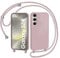 AOMYKE Coque pour Samsung Galaxy S24 avec Cordon, Collier Étui Silicone Liquide avec Tour de Cou Lanière en Corde Souple TPU Antichoc Housse - Rose