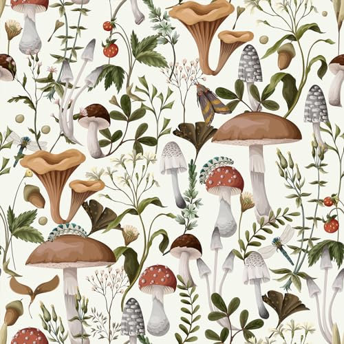 Papier peint autocollant motif fleurs champignon blanc botanique feuille blanche papier contact tropical forêt dos adhésif en plastique chambre à coucher