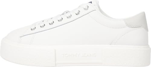 Tommy Jeans Donna Sneakers con Suola Alta Profilo Basso, Bianco (Ecru), 42