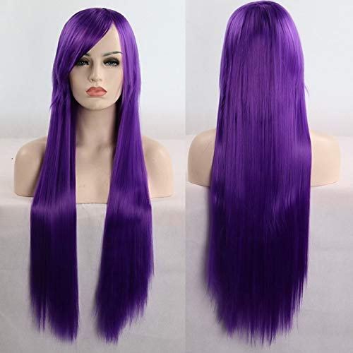 HBYLEE-Wig for cosplay anime cosplay perücke 11 Farben 80 cm Synthetische Lange Glatte Haare Perücke Schwarz Grau Grün Blau Lila Rosa Haarteil Cosplay Perücken Für Frauen lila