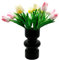 Florero geométrico de cristal, jarrones modernos floreros hidropónicos de cristal, jarrón de tulipanes, jarrón decorativo para el hogar, oficina, boda (negro)