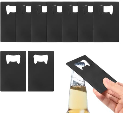 sourcing map 10Pcs Credit Card Bottle Opener, Stainless Steel Credit Card Size Beer Bottle Opener for Wallet Pocket, Can Cap Openers for Wedding Party Bridal Shower Present, Black