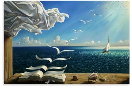 YYUEQIL Salvador Dali Wave Buchmalerei, Poster, Leinwand, Wandkunstdrucke, Foto, Bild, Gemälde, Raumdekoration, Heimdekoration, ungerahmt, 30 x 45 cm