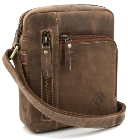 ekavale Umhängetasche Herren Leder - Schultertasche für Männer (Camel)