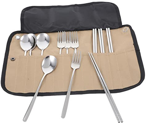 Parliky Couverts De Camping Enroulables Avec Housse De Transport De Vaisselle Pour Pique- Et Barbecue Compact Et Facile à Ranger