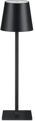 TRIXES Rechargeable Bistro Table Lamp – Portable – Black – 8Hr Battery | Cordless Indoor/Outdoor Portable Ambient Light – 3 Mode Dimmable Desk Lamp – Touch Control – 1000mAh USB-Chargeable