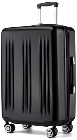 KONO Koffer Trolleys Groß 75cm Hartschalenkoffer Erweiterbar Groß leicht Reisekoffer mit 4 Rollen und TSA-Schloss, 75x47.5x29.5cm, 95L, Schwarz