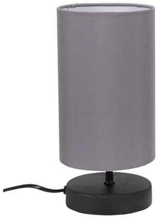 ValueLights | Matt Black Cylinder Touch Dimmer Table Lamp with Grey Fabric Shade | Table Lamps, Home Décor & Improvement Essential