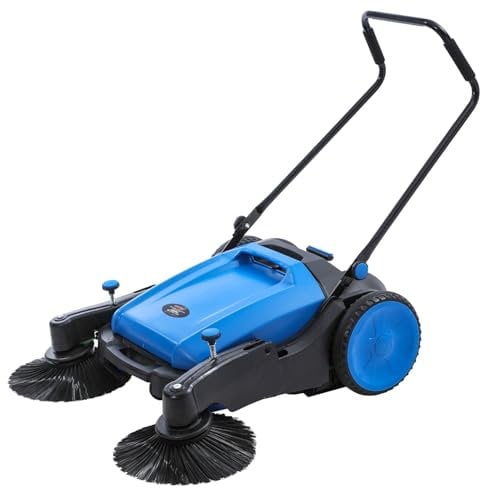 KATSU Tools Spazzatrice Manuale, 2 Spazzole Laterali, Contenitore Rifiuti da 55L, Larghezza di Spazzamento 1050mm, Manico Regolabile e Pieghevole, per Uso Interno ed Esterno 335140