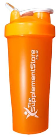 The Supplement Store Protein Shaker Cup - BPA Free, 600ml Protein Shaker Bottle with Wire Blending Ball, Durable & Sustainable Shaker for Protein Shakes, Dishwasher Safe, Secure Flip Top Lid (Orange)