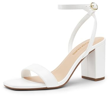 DREAM PAIRS Damen-Sandalen mit Absatz,Size 43,Weiss-Pu,DWUMHS2518