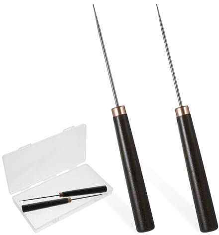 2 PCS Awl Tool, Bradawl Tool for Wood, Sewing Tailors Awl Tool, Wood Handle Scratch Awl for Sewing DIY Handmade Leather Punching