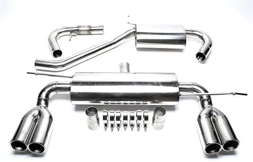 Sportauspuffanlage Komplettanlage Sportauspuff Endschalldämpfer Edelstahl 2x76mm und Duplex rund gebördelt oder scharf mit ABE für A3 8P 1K KP (Duplex Rund/Gebörtelt)