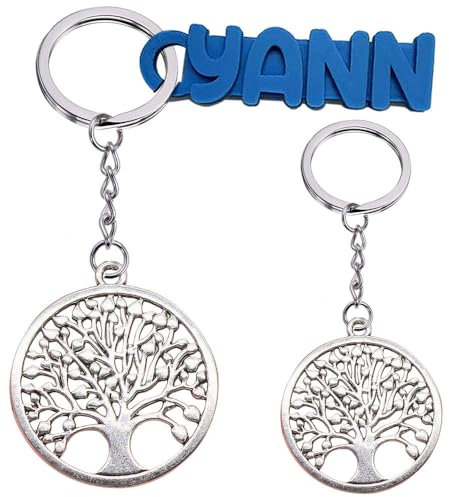 Porte Clés Original, Avec ou Sans Prénom, Arbre de Vie, Zen, Cadeau Méditation, Spiritualité, Bijou de Sac, Personnalisable, Porte Clef pour Homme et Femme (Sans Prénom)