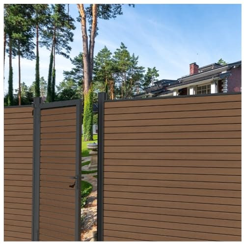 HORI® Sichtschutzzaun Rhombus-Style Anbauelement Tor | WPC Windschutz | Robuster Zaun für Garten & Terrasse | Erweiterbares Sichtschutzsystem | Modernes Design I I Aufschrauben I Braun