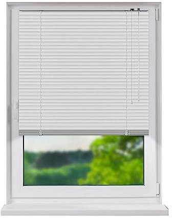 FENSTERDECOR Aluminium Jalousie, hochwertige Alu-Jalousie in Weiss mit Zugschnur und Drehstab, 180 x 150 cm (B x H)