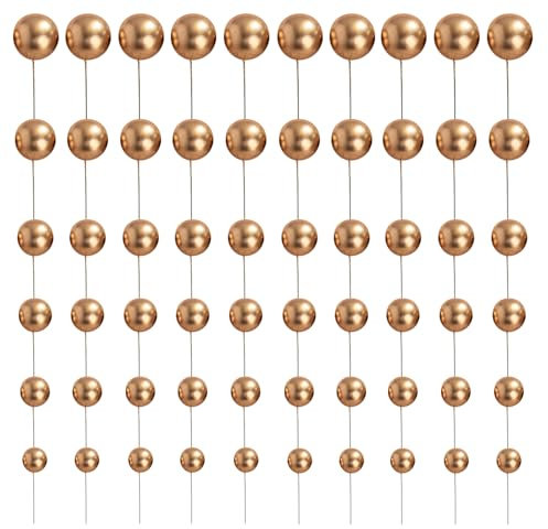 60pcs Gold Round Ball Cake Toppers – Elegant Gold Cake Decorations for Parties, Weddings & Special Events