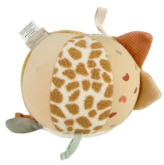 Sterntaler Stoffball Giraffe und Löwe - Weiche Stoffkombinationen - Gefüllt mit Polyesterwatte - C-Ring zum Aufhängen - Knisterpapier, Quietsche und Rassel - Baby- und Kleinkindspielzeug