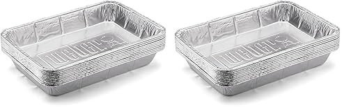 Weber Aluminum Drip Pans - Large (33 x 23 x 4 cm), Made of Aluminum, for catching juices, Ideal for indirect Grilling, BBQ, Cooking Vegetables, or Other Foods - Silver (6416) (Pack of 2)
