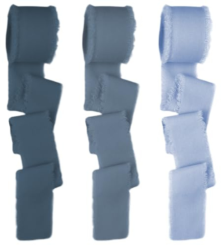 ZILZUFA Chiffon Geschenkband Blau Serie Chiffonband Schleifenband Hochzeit Stoff Stoffband 15 m x 30 mm