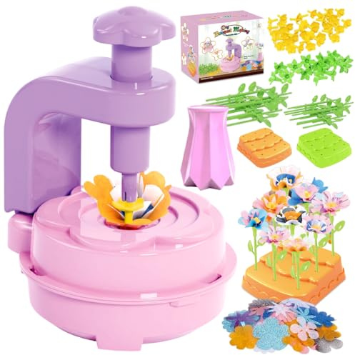 Blumenpresse & Bastelset Kinder ab 3 Jahre – DIY Stick and Poke Set mit Blumenmaschine, Poke in Art Kinder, Stitch Geschenke Mädchen, Blumen Basteln – Kreatives Geschenk für Mädchen 3-10 Jahre