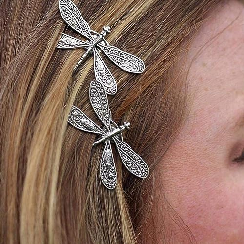 2 Stück silberne Libellen-Haarspange für Hochzeit, französische Retro, antike Haarspange, Braut-Kopfschmuck, Kopfschmuck, Styling-Haarschmuck für Mädchen, Frauen, Damen, Haarnadeln