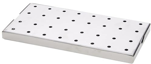 Rejilla de Preparación de Acero Inoxidable Perforado Dimensiones 30 x 15 cm, Alfombra de Bar Metálica Escurridor Barmat Inox Rectangular Bandeja de Recuperación Encimera Bar y Restaurante